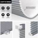 LazBlinds Cordless Cellular Shades, No Tools No Drill Light Filtering Honeycomb Shades Pleated Blinds for Windows, 33'' W x 48'' H, Dark Grey