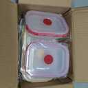 Collapsible Food Storage Containers with Lids, Reusable Silicone Food Containers, Silicone Bento Lunch Box, for Freeze or Store, Food Grade, Leakproof, Space Saving, Set of 5