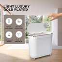 Supteron Bathroom Trash Can with Lid 3.2 Gallon Narrow Trash Can Small Plastic Trash Bin 12 Liter Rectangular Plastic Garbage Can with Press Type Lid for Bedroom Bathroom Milk White