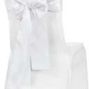 Obstal 50 PCS Satin Chair Sashes Bows for Wedding Reception- Universal Chair Cover Back Tie Supplies for Banquet, Party, Hotel Event Decorations (White)