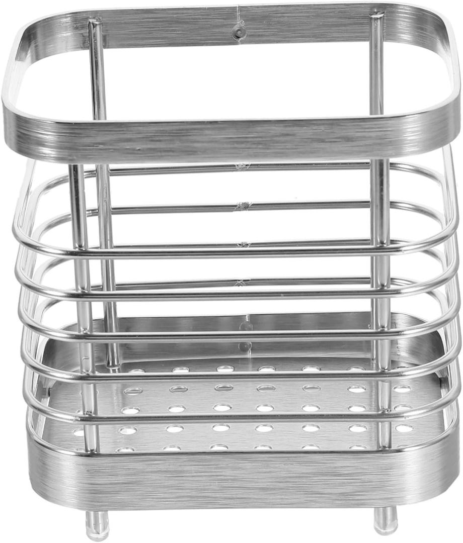 Unomor Stainless Steel Utensil Holder for Kitchen Organization Versatile Cutlery Drainer for Spoons Forks and Chopsticks Kitchen Tool Storage Compact Design for Home and Party Use