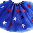Women USA Red White and Blue Star Tutu 4th of July Tutu for Adult Independence Day Costume (Blue, L)