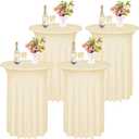 Kochorie 4 Pieces Cocktail Table Skirt Round Cocktail Table Covers 32 x 43 Inch Spandex Stretch High Top Table Cloth for Wedding Table Bar Banquet Party Supplies (Champagne)