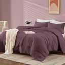 WRENSONGE Queen Comforter Set - 3 Pieces Prewashed Deep Purple Comforter Soft Lightweight for All Seasons,Down Alternative Comforters Queen Size with 2 Pillow Shams
