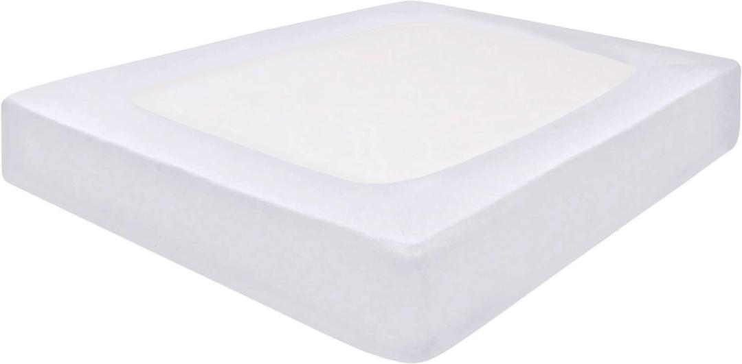 White Box Spring Cover Full Size - 100% Cotton Blend Elastic Wrap Around 4 Sides Fits Full Size Beds, Soft, Washable - Bed Skirt Alternative Bed Frame Cover White