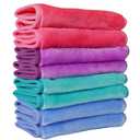 Nugilla Makeup Remover Cloths, 8 Packs Makeup Remover Towels Reusable Face Wash Cloth, Soft Microfiber Face Cloth for Women (Pink/Blue/Green/Purple)