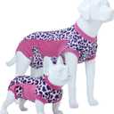 Recovery Suit for Female & Male Dogs After Surgery, Breathable Dog Onesie Cone Alternative, Anti-Licking Surgical Suit for Spay Neuter Wounds (L-(Back:18"-19"), Fuchsia Leopard)