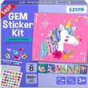 EZCRA Easy Arts and Crafts for Kids - Fun Gem Sticker Kit - 8 Unicorn Princess Themes, 990+ Stickers - Gem Art for Kids - Diamond Art Kits - Gifts for Girls Ages 3-8