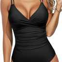 Aqua Eve Tummy Control Swimsuits for Women One Piece Bathing Suit Push Up Slimming Swimwear (Medium, Black 01)