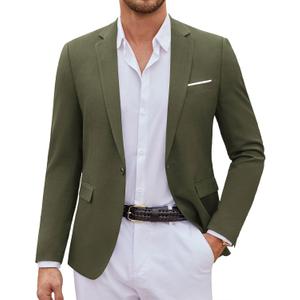 COOFANDY Mens Casual Blazer Suit Jackets One Button Sport Coats Lightweight Business Sports Jackets (Medium, Army Green)
