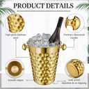 MorningRo 2 Pcs Gold Metal Champagne Ice Bucket 4.7 L Stainless Steel Doublewall Wine Ice Bucket for Bar, Party, Wedding, Banquet, Outdoor, BBQ(Hammer Texture)