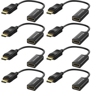 8 Pack 4K DisplayPort to HDMI Adapter, Uni-Directional DP to HDMI Adapters Compatible for DP Source to HDMI Dell, HP, Insignia, Samsung
