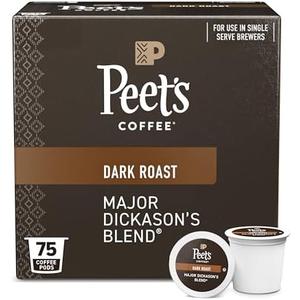 Peet's Coffee, Dark Roast Single Serve Coffee Pods - Major Dickason's Blend 75 Count (1 Box of 75 Pods), 6/26/2026