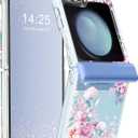 Floral Case for Samsung Galaxy Z Flip 6 Case with Hinge Protection, [Precise Camera Protection]+[1*Screen Protector], Wireless Charging Anti-Scratch Shockproof Case for Z Flip 6 5G (Garden)
