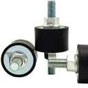 M10 Rubber Studs Shock Absorber Anti-Vibration Isolator Mounts, Rubber Cylindrical Vibration Isolation Mount, for Air Compressors Garage Motor Diesel Engines with Non-Slip Nuts, 4 Pack Double Stud