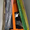 Push Lawn Sweeper, 26-Inch Width, 7 Cu. Ft. Hopper Capacity, 4 Spinning Brushes, Adjustable Height, Durable Steel Frame with Rubber Wheels, Orange