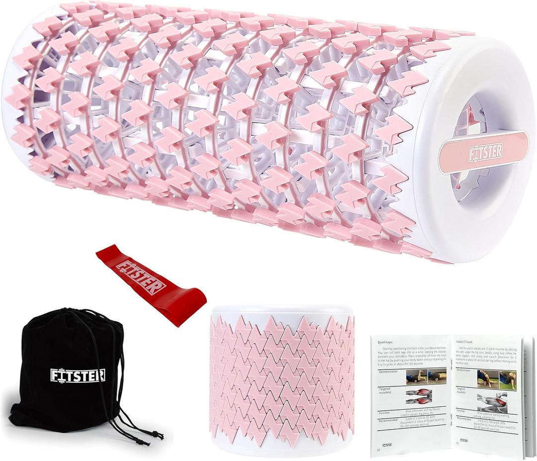 Fitster Collapsible Foam Roller for Exercise and Recovery (13 Inches), Easily Portable at 5.5 inches (Pink)