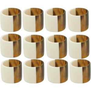 Classic Handmade Resin Napkin Rings Set, Dining Table Holders for Everyday, Holiday, Christmas, Thanksgiving, Farmhouse Decor (Natural., Set of 12)
