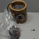 Retro Industrial Metal and Wood Chandelier 1-Light Round Cage Pendant Light Fixture for Kitchen Island Foyer Hallway Bar Dining Room Restaurant, D 7.9" x H 8.7" (Brown)