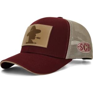 Sacudido's 6-Panel Cap Hat | Burgundy and Beige | Classic Country Ranch Style | Adjustable for Men Women