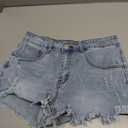 onlypuff Women Denim Shorts Ripped Mid Waisted Jean Shorts with Pockets (M)
