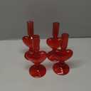 4pcs Valentine's Day Candle Holder 7" Heart Glass Taper Candlestick Holder Valentines Heart Candle Stick Vase Decor for Wedding Party Table Centerpiece(Red)