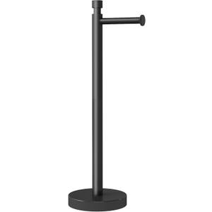 YUMORE Toilet Paper Holder Stand Freestanding, Weighted and Sturdy Matte Black Stainless Steel Design with Non-Slip Cap, Rustproof Tissue Roll Holder for Modern Bathroom, RV
