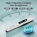 Mini Cordless Hair Straighteners and Curler,5000mAh Rechargeable Travel Straighteners Cordless with LED Display,2 in 1 Portable Flat Iron Hair Straightener 3 Temp Levels for Fine to Thick Hair (White)