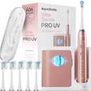 Aquasonic Vibe Series PRO  Ultra-Whitening Electric Toothbrush  5 Modes & Smart Timers  UV Sanitizing Base  ADA Accepted (Satin Rose Gold)