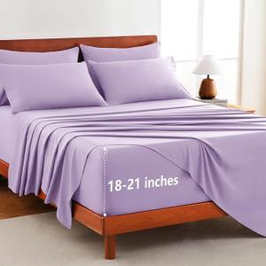 CozyLux Extra Deep Pocket Queen Sheet Set - 6 Piece Sheets Queen Size Bed Set - Fits Up to 21 inches Mattresses Queen SheetsBreathable Queen Bed Sheets & Pillowcases - Easy & Secure Fit, Lavender