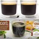 12 oz Glass Coffee Mugs - Set of 2 - Clear Double Wall Glasses - Insulated Glassware With Handle - Large Espresso Latte Cappuccino or Tea Cup by Epar