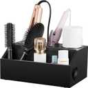 Bivvclaz Hair Tool Organizer, Wooden Hair Dryer Holder Wall Mount, Countertop Hot Tools Organizer for Hair Styling Accessories, Bathroom Supplies Vanity Caddy for Curling Wand, Blow Dryer, Black