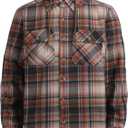 LeeHanTon Mens Heavyweight Hoodies Casual Zip Up Plaid Flannel Shirt Jackets Winter Thick Berber Lined Fleece Coat (Orange, L)