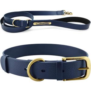 Tuff Pupper Classic Leash and Classic Collar (Neck Size 19-23") | Matching Midnight Blue Color | Stronger Than Leather | Waterproof | Odor Free | Rust Proof