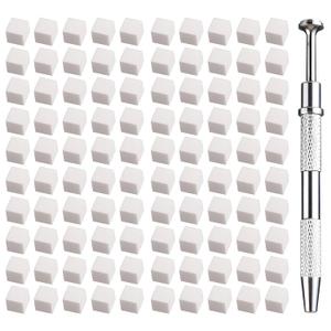 2 x 100 Pcs White Soft Nail Sponges for Ombre, 4 Claws Nail Sponge Metal Grabber,Ombre Nail Brush Nail Supplies Manicure Nail Art Tools Nail Accessories