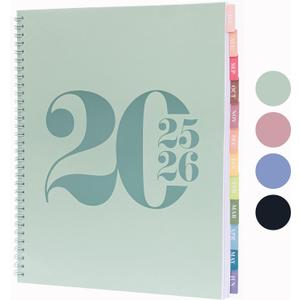 Rileys Academic Planner 2025-2026, Daily, Weekly & Monthly Planner, July 2025 - June 2026, Student Notes Pages, Twin-Wire Binding, Weekly Agenda for School & Work (8.5 x 11-Inches, Green, Typographic)