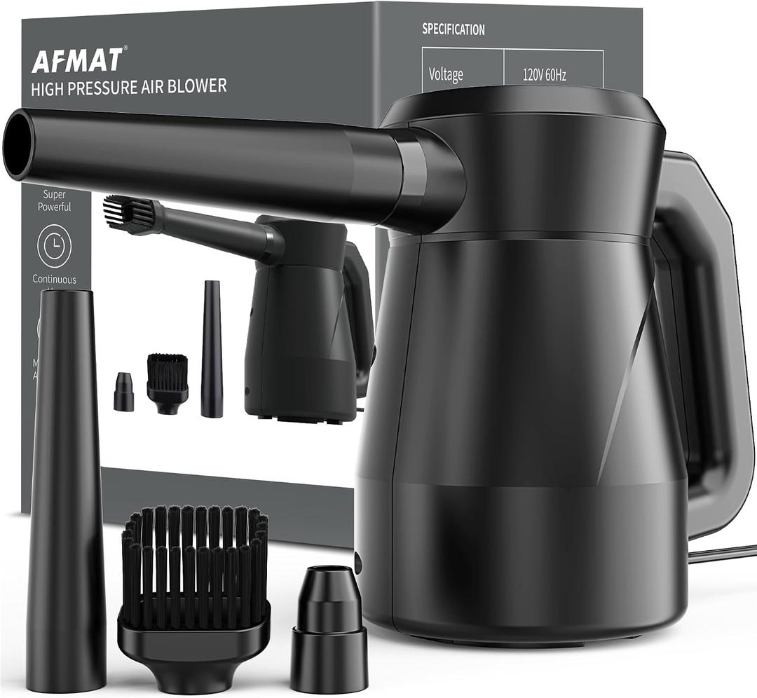 AFMAT Electric Air Duster Air Blower, Replacement for Compressed Air Cans, Multi-Use Cleaning Tools with 9.8ft Cord for Electronics, Keyboard, Fans, Hairs, Cars, BBQ, Super Powerful and Last for Years