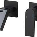Wall Mount Bathroom Faucet, Single Handle, 180 Foldable Spout Basin Faucet with Rough-in Valve, Matte Black