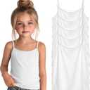 5 Pack Girls Sleeveless Camisole Tank Tops Kids Cami Basic Undershirt for Layering Soft Breathable 5-14 Years (White)