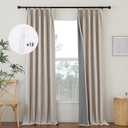NICETOWN 100% Blackout Oatmeal Curtains 108 inches Long 2 Panels, Pinch Pleated Linen Blend Curtains with Hooks Thermal Sound Reducing Window Treatments for Bedroom/Living Room, W34 x L108
