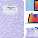 for iPad 6th/5th Generation 9.7 inch 2017 2018 Case, Compatible with iPad Pro 9.7 / Air 2 / Air 1, Faux Leather NoteNook Cover with Pen Holder, Stand & Card SlotsPurple Composition Book