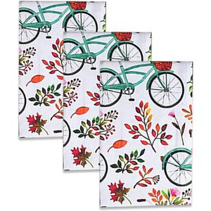 Cotton Carnival Kitchen Towels, Printed Kitchen Dish Cloth, 100% Ring Spun Cotton Tea Towels, Super Absorbent Dish Towels of Size 17.7 X 27.5 in Bicycle Printed Ultra Soft Kitchen Towels Set of 3