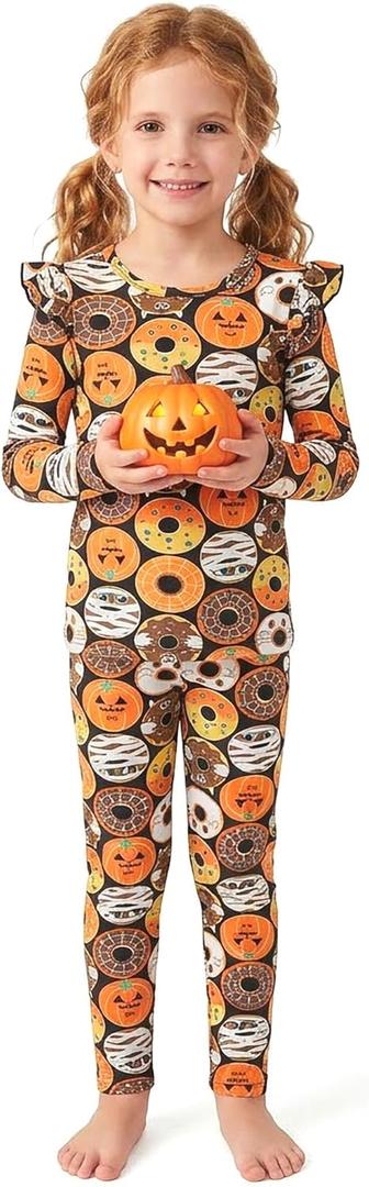 PATPAT Tencel Rayon Baby Pajama Sets, Snug Fit & Cool-Touch Pjs for Baby Girl Boy Toddler Kid, Ultra-Soft Sleeper Sleepwear (2T, Pumpkin Donuts)