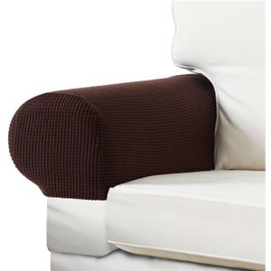 Couch Arm Covers - Stretch Armchair Cover Polyester Office Chair Armrest Covers for Sofa, Anti-Stain and Washable Arm Chair Slipcover - Coffee - Pack of 2