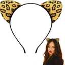 Leopard Ear Headband, Animal Cat Ears Costume Hairband Cosplay Accessories for Halloween, Birthday Parties, Dress-Up, and Events for Kids and Adults