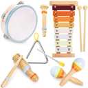 Yopay Baby Musical Instruments, Montessori Musical Toys for for Toddlers 1-3, Kids Wooden Toys Percussion Instruments Set, Kids Preschool Educational Christmas Birthday Gifts for Girls, Boys