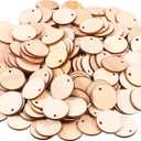 200 Pieces Unfinished Blank Wood Circle Pendants Round Disc Circle Wood Pieces Round Wooden Disk with Hole Small Wooden Pendant for Craft Decoration Embellishment (Diameter 1 Inch, Aperture 0.08 Inch)