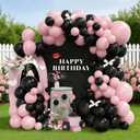 Pink and Black Balloon Arch Kit 141Pcs Light Pink Black Balloons with Paper Circle Dots Garland for Coquette Birthday Bachelorette Party Decorations Wedding Bridal Baby Shower