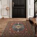 EVERGRACE Faux Wool Area Rugs 3'x 5' Boho Medallion Rugs for Living Room Indoor Outdoor Rugs for Bedroom Dining Room Entryway Kitchen Low Pile Washable Floor Mat Carpet, Terracotta