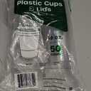 GUSTO Clear Plastic Cups with Flat Lids [16 oz - 50 Count] - Disposable Iced Coffee Cups with Lids - PET Plastic Cold Cups for Smoothies, Juices & To-Go Drinks - Formerly Comfy Package